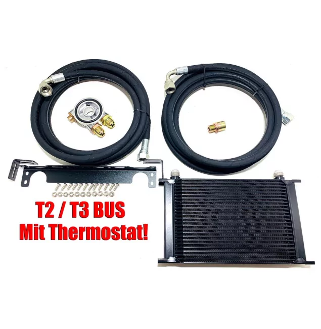 VW Bus T2 T3 Transporter oil cooler kit - 25 rows AN10 with thermostat & bracket