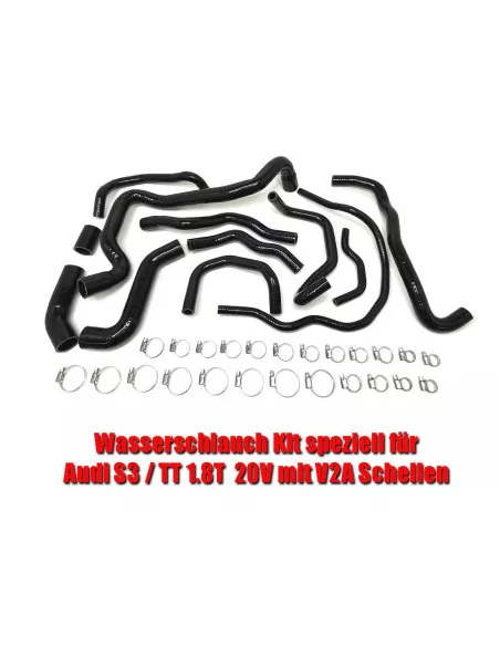 1.8T Kühlwasser Silikonschlauchkit Schwarz – 12-teilig mit V2A Schlauchschellen für Audi S3, TT, Seat Leon (BAM, AMK, APY, BFV,